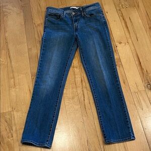 Levi’s 729 slim size 29 x 30 blue jeans slim leg lower rise inseam 28”